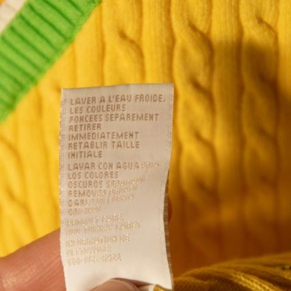 Y2K Tommy Hilfiger Yellow Cotton Blend Short Sleeves Blouse womens XL - Picture 7 of 11